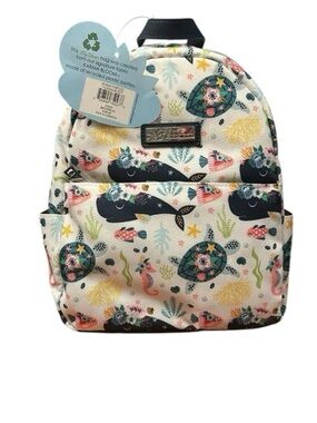 Lily Bloom Cream Kids Backpack with Multicolor Sea Creatures